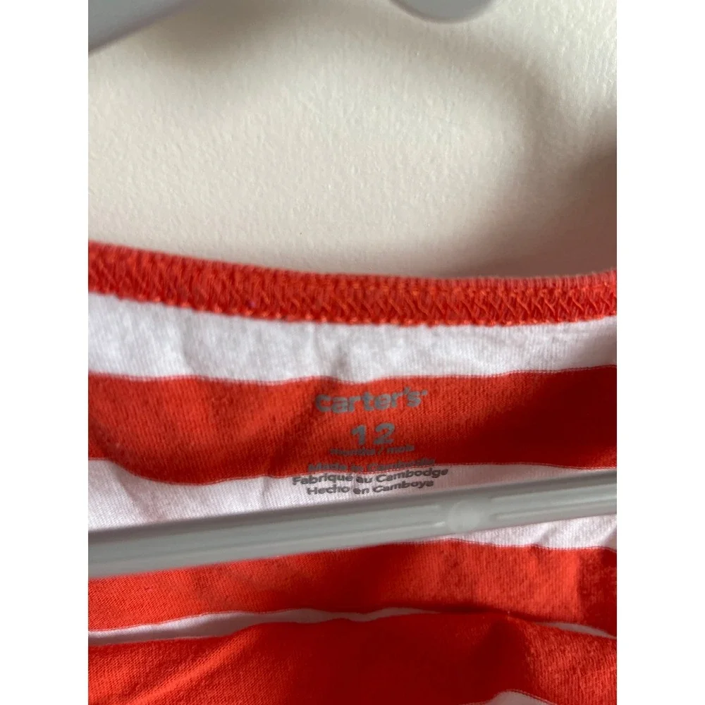 Carters Baby Girl Red White Striped Ruffle Strap Bodysuit 12 Months